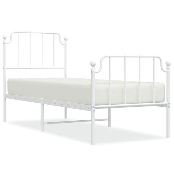 vidaXL Cadre de lit m&eacute;tal sans matelas avec pied de lit blanc 80x200cm