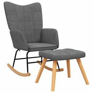 vidaXL Chaise &agrave; bascule avec tabouret Gris fonc&eacute; Tissu