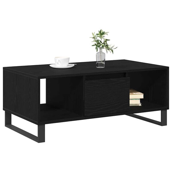 vidaXL Table basse Ch&ecirc;ne noir 90 x 50 x 36.5 cm Bois d'ing&eacute;nierie