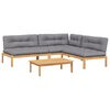 vidaXL Salon palette de jardin avec coussins 4pcs bois d'acacia massif