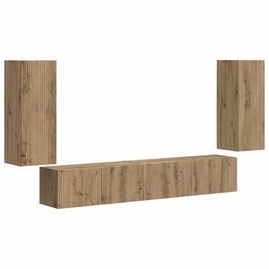 vidaXL Ensemble meuble TV 4 pc Ch&ecirc;ne artisanal Bois d'ing&eacute;nierie