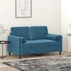 vidaXL Canap&eacute; 2 places avec oreillers d&eacute;coratifs bleu 120 cm velours