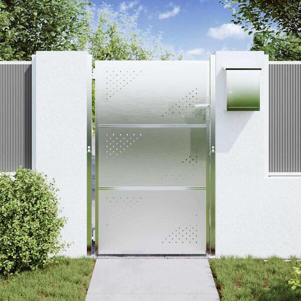 vidaXL Porte de Jardin Argent&eacute; 100 x 125 cm Acier inoxydable
