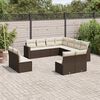 vidaXL Salon de jardin et coussins 11 pcs marron r&eacute;sine tress&eacute;e