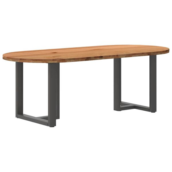 vidaXL Table &agrave; manger 220x100x74 cm bois de ch&ecirc;ne massif ovale