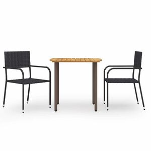 vidaXL Ensemble &agrave; manger de jardin 3 pcs R&eacute;sine tress&eacute;e Noir
