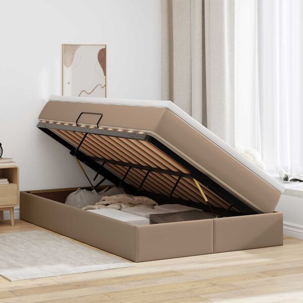 vidaXL Lit avec rangement et matelas Cappuccino 120 x 190 cm