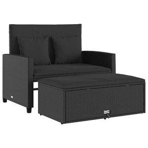 vidaXL Canap&eacute; de jardin avec coussins 2 places noir r&eacute;sine tress&eacute;e