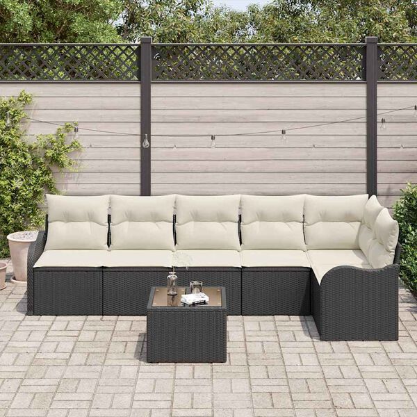 vidaXL Ensemble de canap&eacute; de jardin 7 pcs Marron Poly rotin