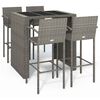 vidaXL Ensemble de bar de jardin 5 pcs gris r&eacute;sine tress&eacute;e