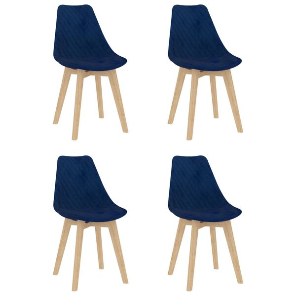 vidaXL Chaises &agrave; manger lot de 4 bleu velours