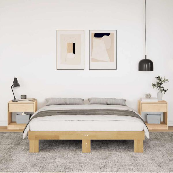 vidaXL Cadre de lit sans matelas 140x200 cm bois massif de ch&ecirc;ne