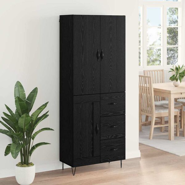 vidaXL Haut Armoire Montage mural 2 pcs Ch&ecirc;ne noir Bois d'ing&eacute;nierie