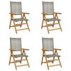 vidaXL Fauteuils pliants inclinables, lot de 4, en polyrotin gris et bois massif