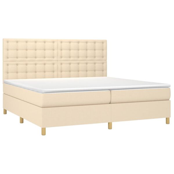 vidaXL Sommier &agrave; lattes de lit avec matelas Cr&egrave;me 200x200 cm Tissu