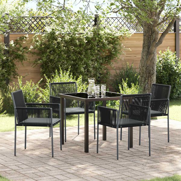 vidaXL Ensemble de salle &agrave; manger pour jardin 5 pcs Noir Rotin PE