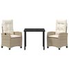 vidaXL Ensemble de salle &agrave; manger pour jardin 3 pcs Beige polyrotin