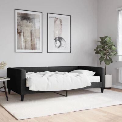 vidaXL Lit de jour avec matelas noir 100x200 cm tissu