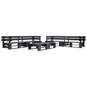 vidaXL Canap&eacute;s de jardin palette 6 pcs noir bois