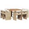 vidaXL Ensemble &agrave; manger de jardin et coussins 9 pcs beige Poly rotin