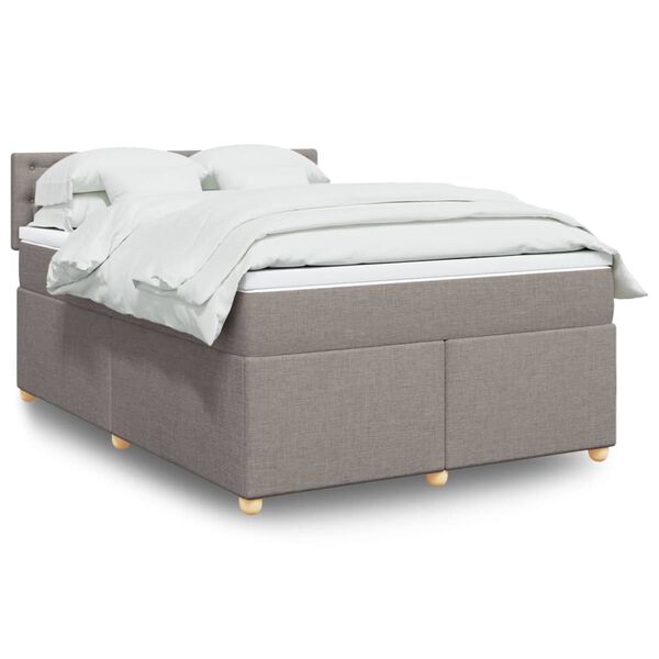 vidaXL Sommier &agrave; lattes de lit avec matelas Taupe 140x200 cm Tissu