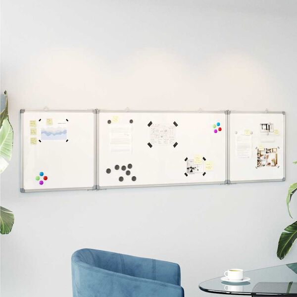 vidaXL Tableau blanc magn&eacute;tique pliable 160x40x1,7 cm aluminium