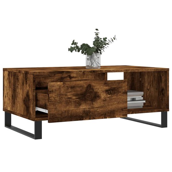 vidaXL Table basse Ch&ecirc;ne fum&eacute; 90x50x36,5 cm Bois d'ing&eacute;nierie
