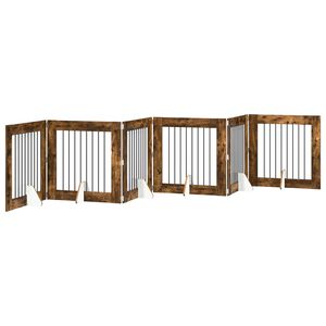 vidaXL Porte de chien pliable avec supports 6 pc Ch&ecirc;ne fum&eacute; 482 cm