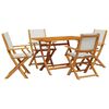 vidaXL Ensemble &agrave; manger de jardin 5 pcs blanc cr&egrave;me tissu bois massif