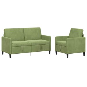 vidaXL Canap&eacute; avec rangement 2 pc Vert clair Polyester