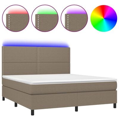 vidaXL Sommier à lattes de lit et matelas et LED Taupe 180x200cm Tissu