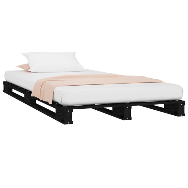 vidaXL Lit de palette sans matelas noir bois massif