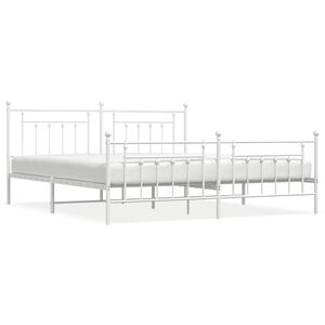 vidaXL Cadre de lit m&eacute;tal sans matelas et pied de lit blanc 193x203 cm