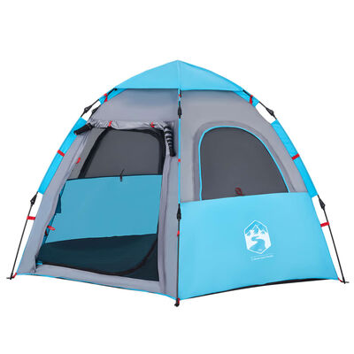 vidaXL Tente de camping cabine 4 personnes bleu libération rapide