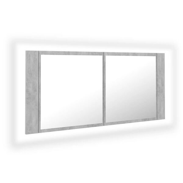 vidaXL Armoire de salle de bain à miroir LED Gris béton Acrylique