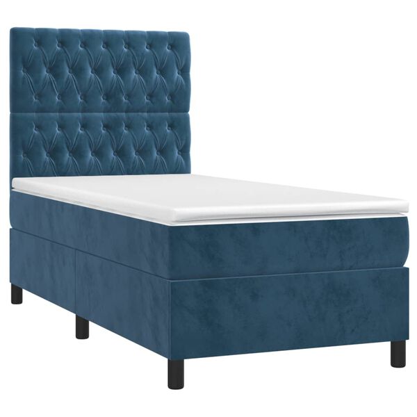 vidaXL Sommier &agrave; lattes de lit avec matelas Bleu fonc&eacute; 90x190 cm