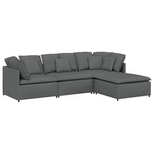vidaXL Canap&eacute; modulaire et repose-pieds et coussins tissu gris fonc&eacute;