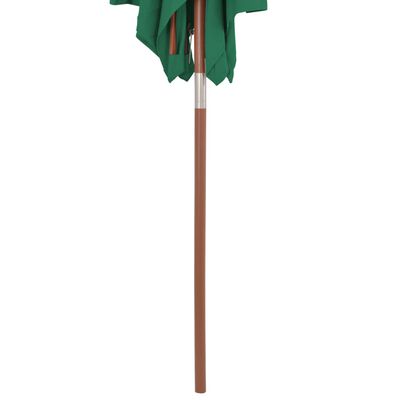 vidaXL Parasol avec mât en bois 150 x 200 cm Vert