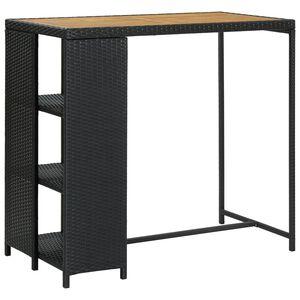 vidaXL Table de bar avec rangement Noir 120x60x110 cm R&eacute;sine tress&eacute;e