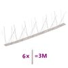 vidaXL Ensemble de 6 pointes &agrave; 5 rang&eacute;es contre oiseaux Inox 3 m