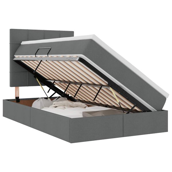 vidaXL Lit avec rangement et matelas Gris fonc&eacute; 120 x 200 cm Polyester