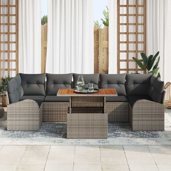vidaXL Ensemble de canap&eacute; de jardin 8 pcs Gris Poly rotin