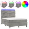 vidaXL Sommier &agrave; lattes de lit matelas et LED Gris clair 140x190 cm