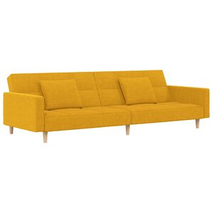 vidaXL Canap&eacute;-lit &agrave; 2 places avec deux oreillers jaune tissu