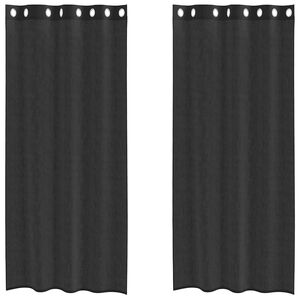 vidaXL Rideaux en voile avec œillets 2 pcs noir 140x225 cm