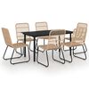 vidaXL Ensemble &agrave; manger d'ext&eacute;rieur 7 pcs r&eacute;sine tress&eacute;e et verre