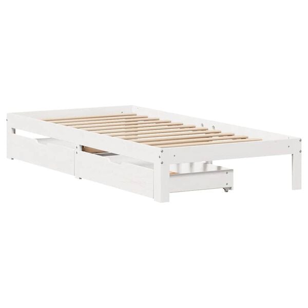 vidaXL Cadre de lit avec tiroirs sans matelas blanc 100x200 cm