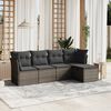 vidaXL Salon de jardin 5 pcs avec coussins gris r&eacute;sine tress&eacute;e