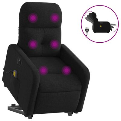 vidaXL Fauteuil inclinable de massage électrique Noir Tissu