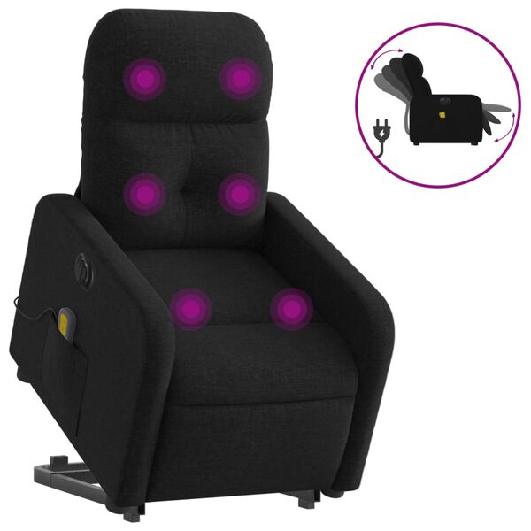 vidaXL Fauteuil inclinable de massage &eacute;lectrique Noir Tissu